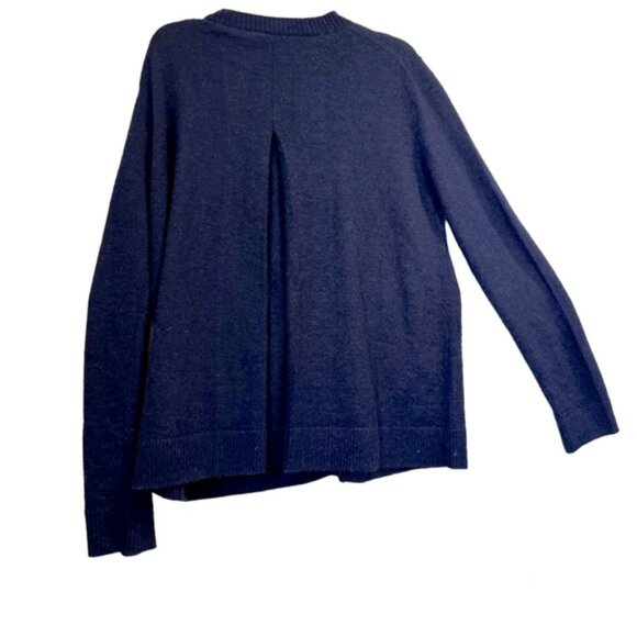 COS Alpaca Wool Back Pleat Cardigan Sweater Knit Button Cozy Minimalist Navy S - Picture 4 of 15